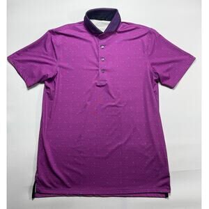 Greyson Men's Short Sleeve Pink Purple Geo Print Golf Polo Shirt - Size M